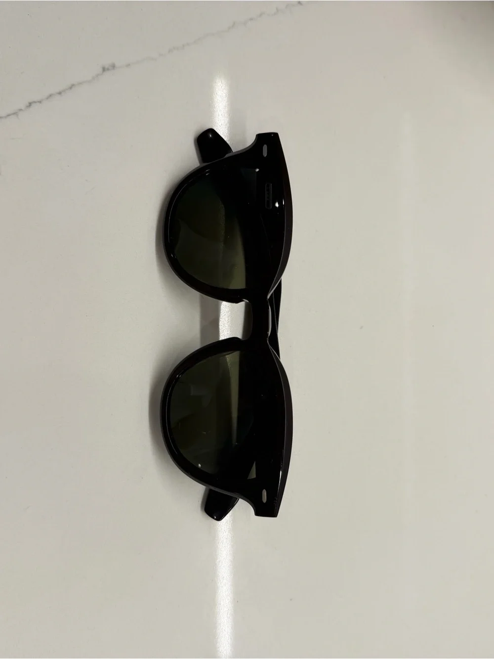 Oliver Peoples Dark Brown Frame Sunglasses with Green Lenses